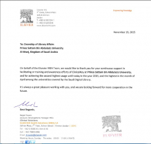 Appreciation Letter from Elsevier MEA Team